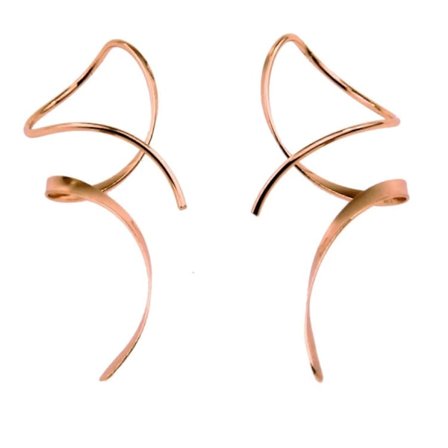 Spiraltrådsörhängen för kvinnor 925 Sterlingsilverörhängen, handböjda droppörhängen julklappar (par i 14 karat roséguld)