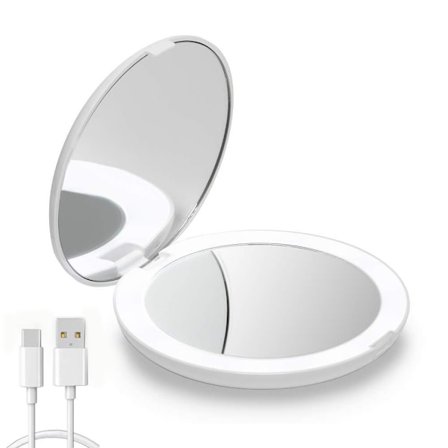 LED Kompakt Spegel, Uppladdningsbar 1x/10x Förstorings Spegel, ZQKLA