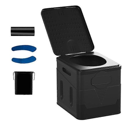 Bärbar hopfällbar toalett för camping, resor, hopfällbar bil, nödtoalett, återanvändbar toalett för vuxna K-Xin