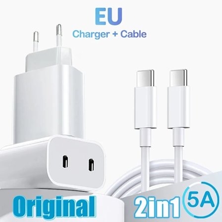 40W Dubbel USB-C PD Laddare Snabbladdning USB-C Typ C Snabb Telefonladdare Adapter för iPhone 15 14 13 Pro Max iPad Air Väggladdare