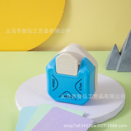 Tre-i-ett hjørnefyller R4 fase R10 hjørnekutter R7 hjørnekutter hjørnerunderings-embossingstans Blå tre-i-ett/avrundede hjørner