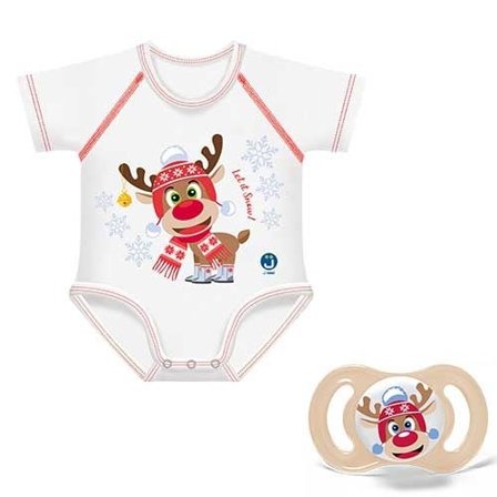 J Bimbi Baby Twin Set Renna Succhietto + Body Neonato Coordinati