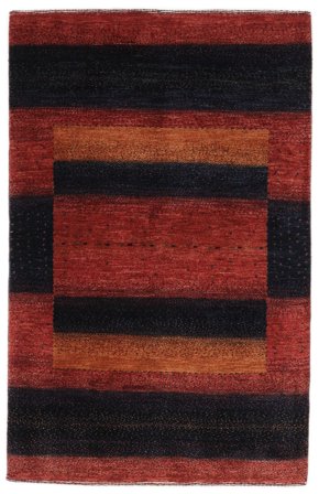 Anudada A Mano Loribaft Fine Alfombra 85X130 Oriental De Lana Negro/Rojo Oscuro Pequeño