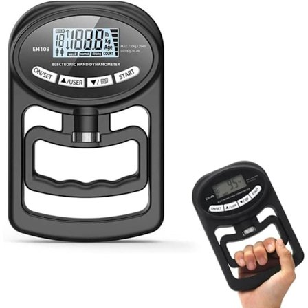 Godt tilbud til lav pris! 120 kg Bærbar Digital Kraftmåler - Hånddynamometer - Grebsstyrkemåler - Digitalt Dynamometer - Sort - 120 kg-Glad