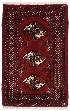 Noué À La Main Turkaman Tapis 64X97 De Laine Petit