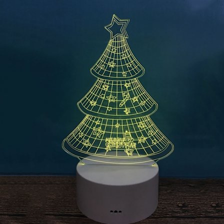 Qinwei Juletræ 3D Natlys USB Illusion Lampe Fjernbetjening til Soveværelse Dekoration Børn Fødselsdag Gave Stikkontakt Bordlys --- Sort Sæde