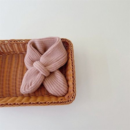 ING Barneskjerf, Jentestil, Strikket Skjerf, Varmt Vinterhalsskjerf med Kryssede Stropper, Søtt Skjerf Egnet for Barn fra 1-14 År, Rosa