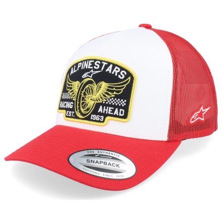 Alpinestars - Röd trucker Keps - Heritage Patch Hat White/Red Trucker @ Hatstore