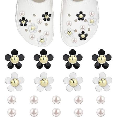 18 st pärl- och blomsmycken, skosmycken accessoarer för kvinnor och flickor Designer clips på träskor pärlor för skokedjor med söt tusensköna DIY 