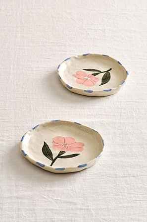 Jotex - ø 17 Cm Talerzyk Deserowy 2-szt Natuurlijk wit/multi - BOTANIC - Kup Talerze firmy Jotex