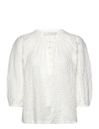 Lotta Blouse White Bubbles Bluse Langermet Hvit Naja Lauf*Betinget Tilbud