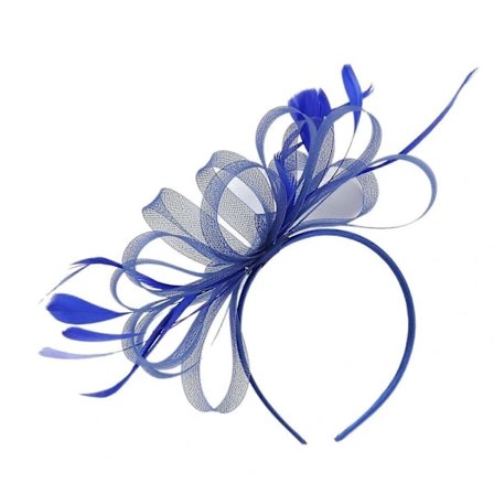 Vintage Fjær Fascinator Hårbånd for Kvinner Cocktailparty Bryllup Te Selskap Event Kolleksjon Hårpynt Kongeblå