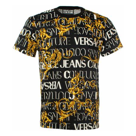 Versace Jeans Couture, all-over logo-print T-shirt Geel, Heren, Maat:S