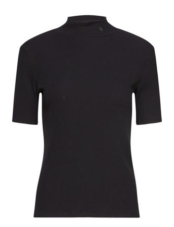 Core Mock Neck Rib T-Shirt Tops T-shirts & Tops Short-sleeved Black Scotch & Soda