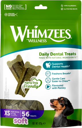 Whimzees - Soft Value-poser XS, 56-pakning, 420 g - Hund - Hundegodbiter & tyggebein - Belønningsgodbiter for hund - ZOO.no