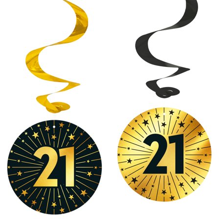 Hängande Swirls 21 år Guld/Svart 4-pack