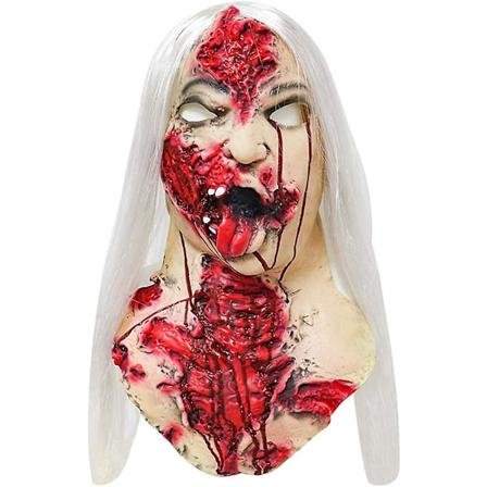 Halloween Horror Grimace Ghost Maske - Skræmmende Zombie Emulsion Hud med Rød Hår