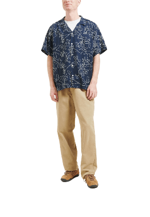 Forét PEER EMBROIDERY REGULAR FIT SS SHIRT Skjortor Herr Blå XL