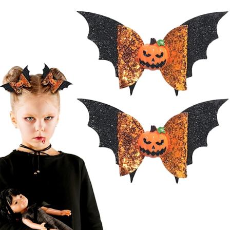 Hårbåndsklemmer Halloween Hårklemmer Dødedag Hårnåler Gresskar Flaggermus Glitrende Hårnål Sklisikker Håndlaget Buesløyfe