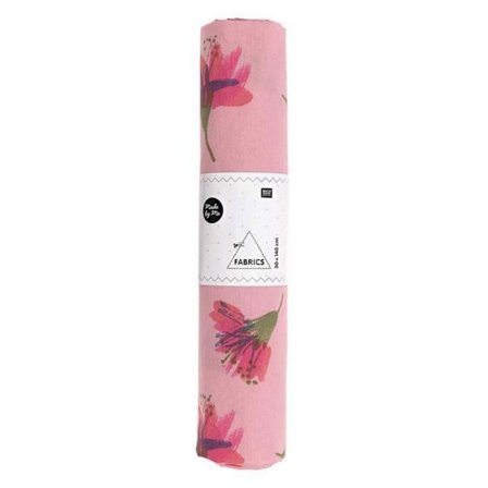 Cherry blossom stof kupon 50 x 140 cm - Pink