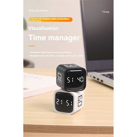 Flip Sensor Cube Nedtælling & Optælling 5/10/30/60min & Tilpasset Tidtagning til Arbejde Studier Køkken Madlavning