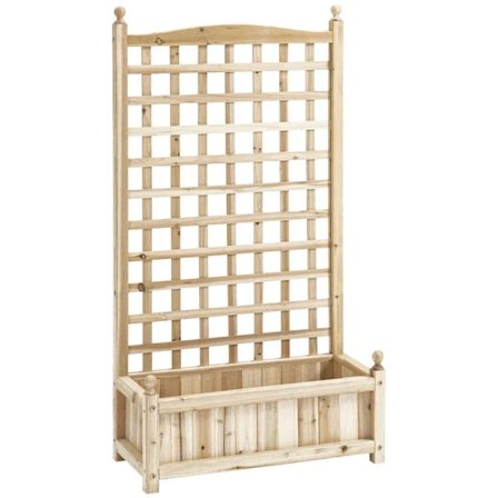 Rootz Højbed - Blomsterkasse - Plantekasse med espalier - Blomsterkasse espalier - Rosenbue med klatrehjælp til klatreplanter - Have - Træ - Naturlig