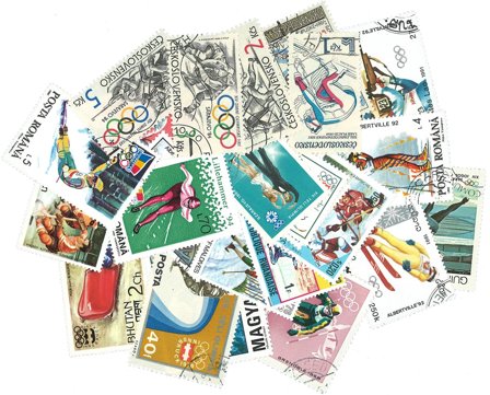 OL - Vinter - 25 forskellige frimærker