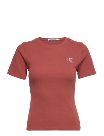 Ck Rib Tee T-shirts & Tops Short-sleeved Punainen Calvin Klein Jeans