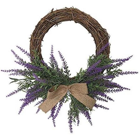 Kunstig Vår Lavendelkrans med Sløyfe 325cm Lilla Blomsterkrans Gårdsinnredning Inngangsdør Hengevegg Hjem Bryllupsdekorasjon