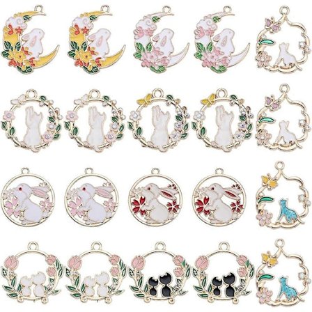 Påske Charms Bulk Assortert Påskeferie Charm Samlinger Kanin Dyre Charm Fargerike Påskeegg Gulrot Charms