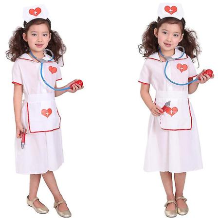 Simulering Læge Sygeplejerske Arbejde Børn Uniform Kjole Halloween Kostume Børn Cosplay Legetøj Sæt Fancy Fest Fødselsdag M 110-120cm