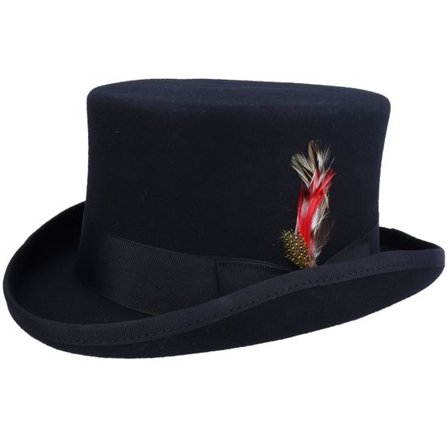 Jaxon & James - Svart Hatt - Mid-Crown Black Top Hat @ Hatstore