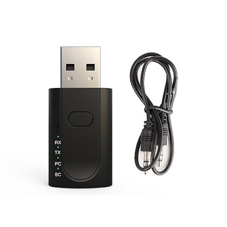 4 I 1 Bluetooth 5.1 USB 3.5MM AUX JACK Lydadapter Lydkort Mottaker Bilsett PC TV Sender 10Mbps Plug Play Driverfri