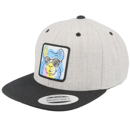 Kiddo Cap - Grå snapback Caps - Kids Cool Llama Shades Heather Grey/Black @ Hatstore
