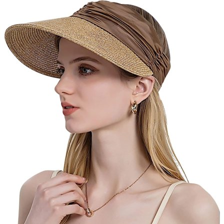 Dame Solhatt med Bred Bremm, Foldbar Solskjerm, Sommerhatt i Straw, Solskjerm, Sport, Strandhatt, Sommerhatt for Strand, Golf