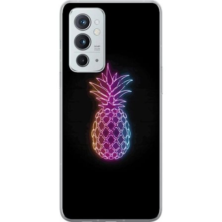 Kompatibelt Mobildeksel til OnePlus OnePlus 9RT 5G Neonlysillustrasjon av ananas i fargerikt lys mot svart bakgrunn