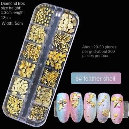 Nageldekorationer för Nail Art 12 Grid Large Box Nail Rivet Metallmaterial Paljetter 12# hollow silver Rivet