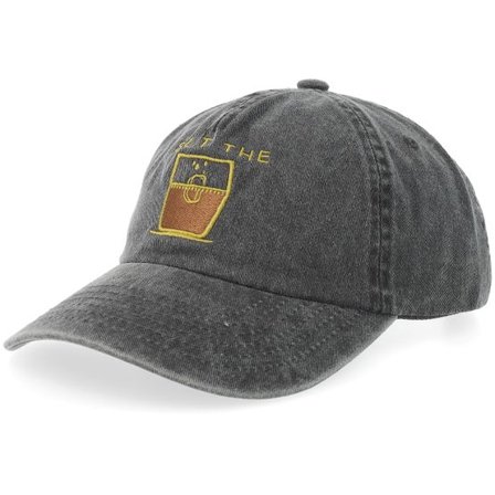 Iconic - Svart unconstructed Keps - Split The G Vintage Washed Black A-Frame Dad Cap @ Hatstore