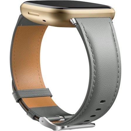 Leather Bracelet Compatible with Fitbit Versa 3/Fitbit Sense 2/Sense Bands, Genuine Leather Elegant Replacement Strap, Grey