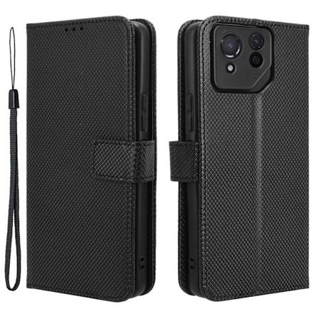 SKALO Asus ROG Phone 8 Pro 5G Premium Mini Rhombus Lompakkokotelo - Musta