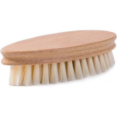Tøybørste i tre med myk fiberull, slitesterk skrubbebørste