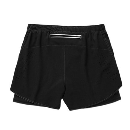 Mænds Atletiske Shorts Falske To Dele Dobbelt Lag Forhindrer Eksponering Løbeshorts med Lynlås Lomme Træning Hurtigtørrende Sportshorts Sort XL