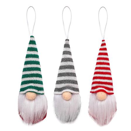 3 stk Julenisse Hengepynt Svensk Håndlaget Plysj Nisse Julenisse Elf Hjem Pynt Feriedekorasjon Stripe