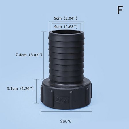 1/2" til 2" Vann IBC Tank Adapter Hageslange Adapter Kran Kobling