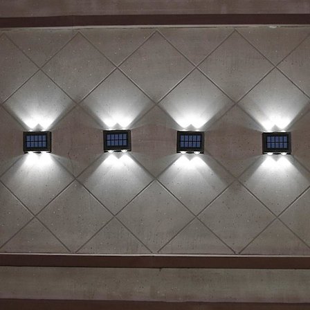 2 stk. Solcelle-Væglamper Udendørs Vandafvisende Led Lampe