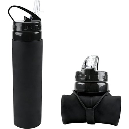 Hopfällbar Silikon Vattenflaska 600ml Hopfällbar Vattenflaska Läckagesäker BPA-fri Silikon Sport Vattenflaska Ultralätt Rullbar Hopfällbar Wat