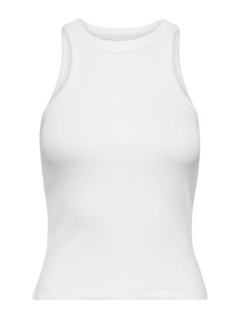 Basic Rib Tank T-shirts & Tops Sleeveless Valkoinen Gina Tricot