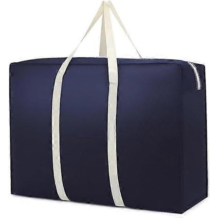 Stor Flyttväska Stor Icke-vävd Bärbar Reseväska Förvaringsväska Täcke Kläder Hundväska Grossist (Beige-Blå, Stor 78 * 55 * 25)