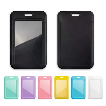 Seks skyvbare ID-kortlommer med transparente vinduer, svarte ID-kortbeskyttelseslommer, for bruk med kontor-ID-kort og skolekredittkort.