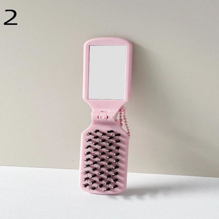 Kannettava taitettava hiusharja peilillä, kompakti taskukoko